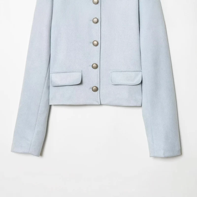 Damen Taillierte Cropped‑Bouclé‑Jacke mit Zierknopfleiste und Pattentaschen Drune