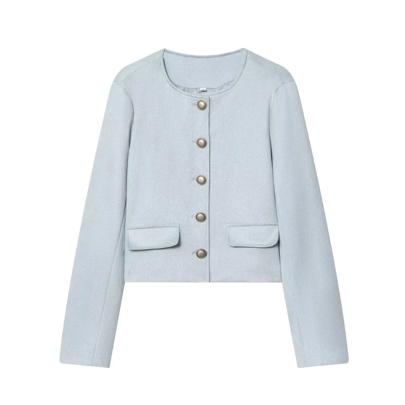 Damen Taillierte Cropped‑Bouclé‑Jacke mit Zierknopfleiste und Pattentaschen Drune