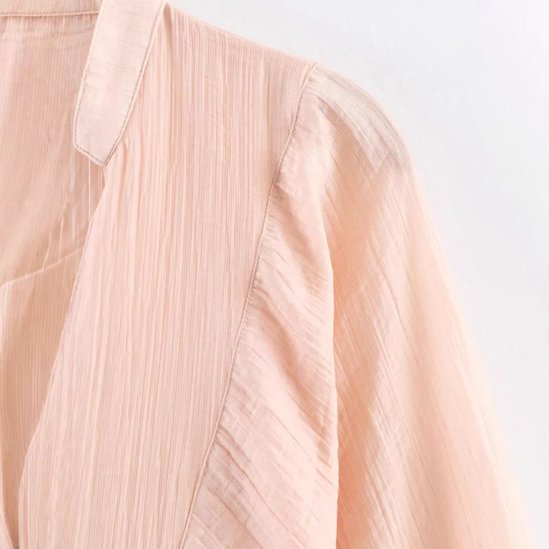 Damen Taillierte Bluse mit Stehkragen, V‑Ausschnitt und dekorativer Knopfleiste Drune