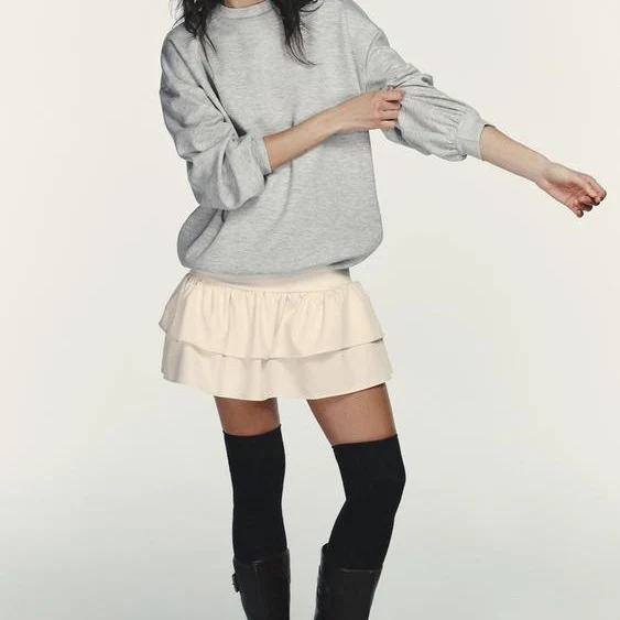 Damen Sweatshirt‑Kleid mit Stufenvolants und lockerem Oversize‑Schnitt Drune