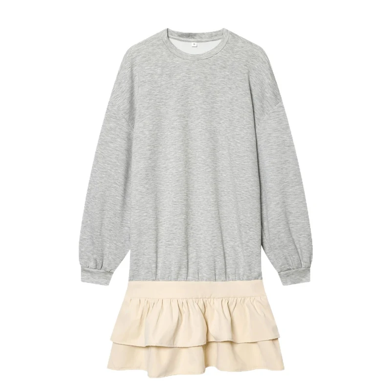 Damen Sweatshirt‑Kleid mit Stufenvolants und lockerem Oversize‑Schnitt Drune