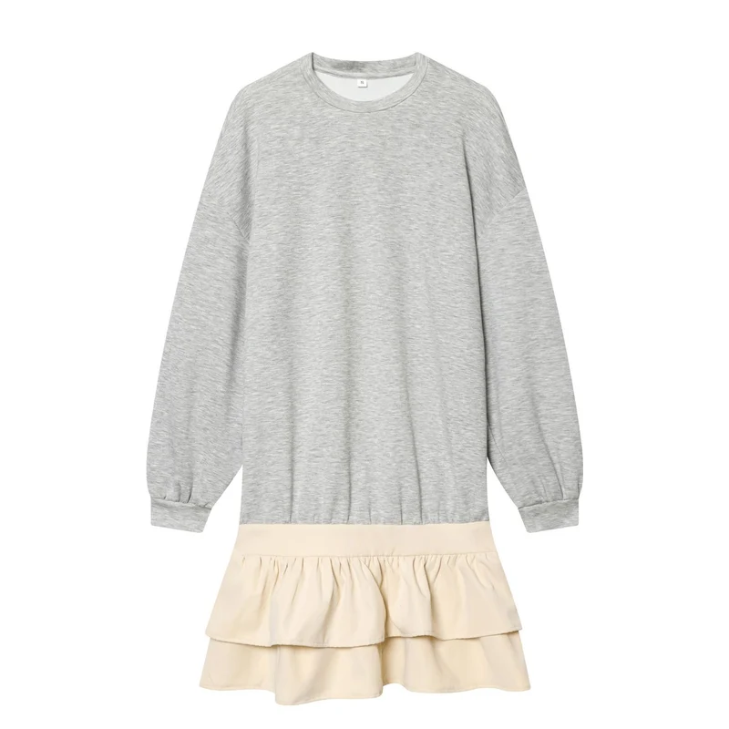 Damen Sweatshirt‑Kleid mit Stufenvolants und lockerem Oversize‑Schnitt Drune