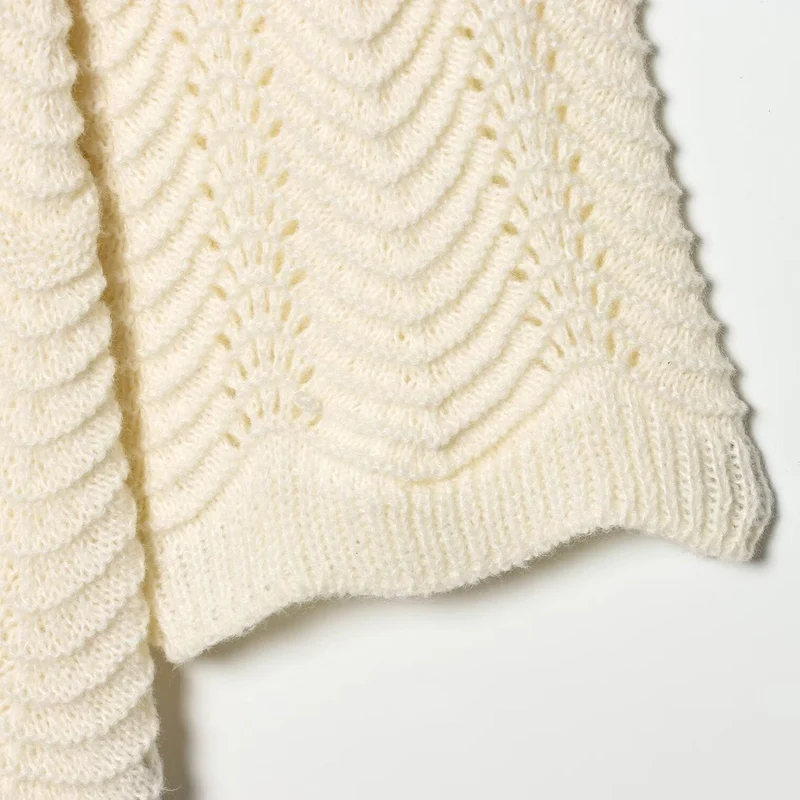 Damen Strickponcho mit Zickzack‑Ajourmuster und Taillengürtel Drune
