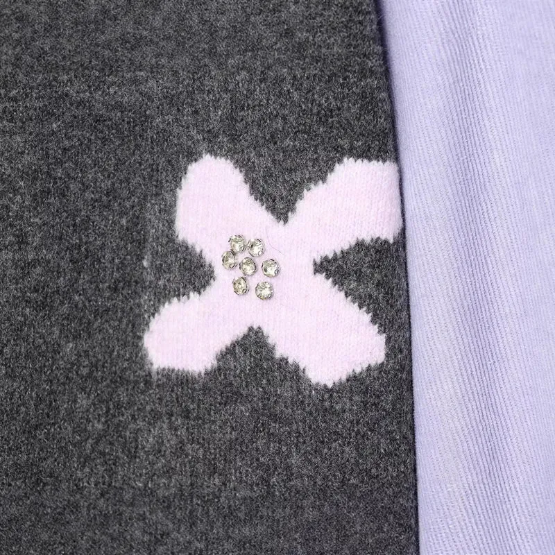Damen Strickcardigan mit Zierblüten‑Applikation und kontrastärmeln Drune