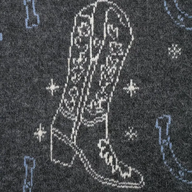 Damen Strickcardigan mit Pferde- und Hufeisen-Jacquard sowie dekorativen Stiefelknöpfen Drune