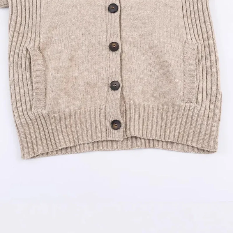 Damen Strickcardigan mit oversized Segelkragen und Zopfmuster-Details Drune