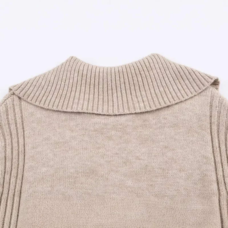 Damen Strickcardigan mit oversized Segelkragen und Zopfmuster-Details Drune