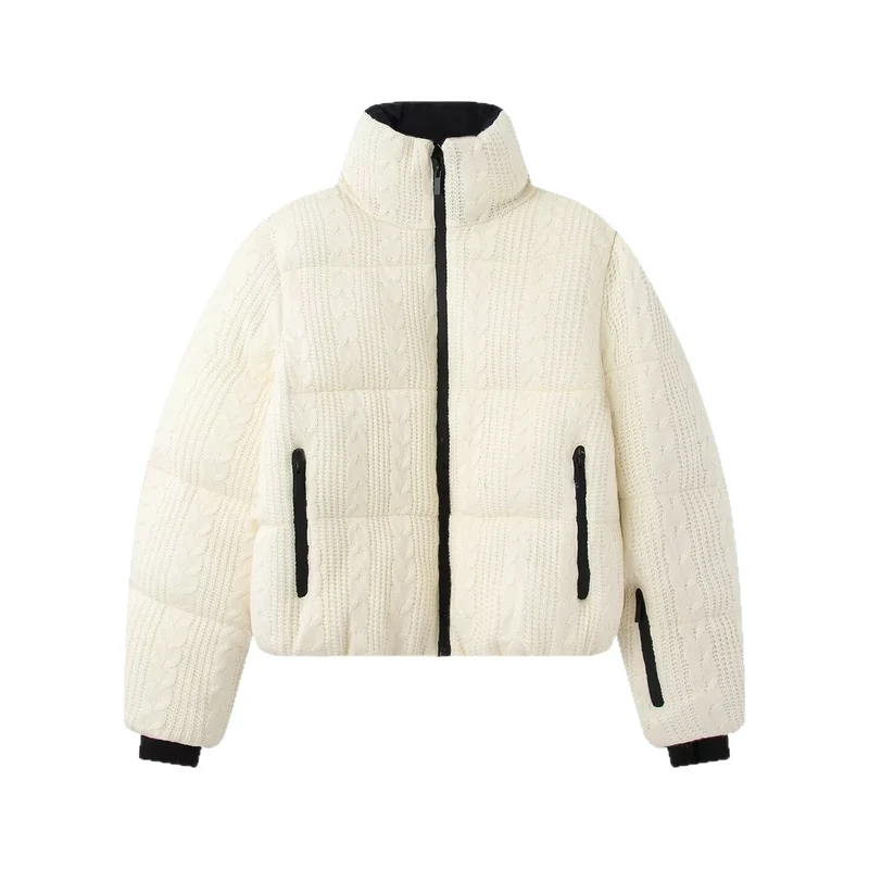 Damen Steppjacke mit Zopfmuster und Stehkragen Drune