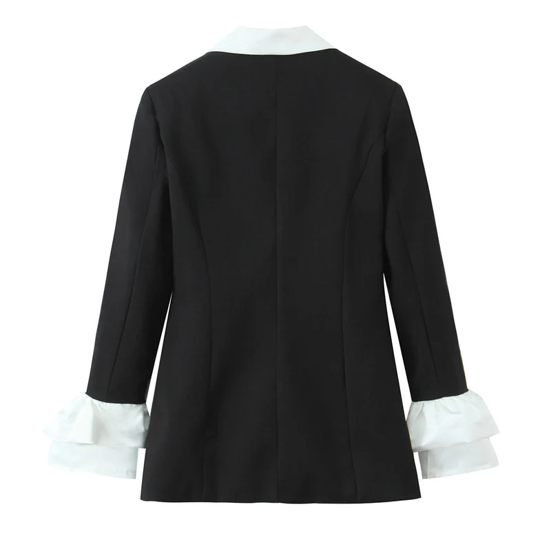 Damen Statement-Blazer mit kontrastierendem Schalkragen und Volantmanschetten Drune