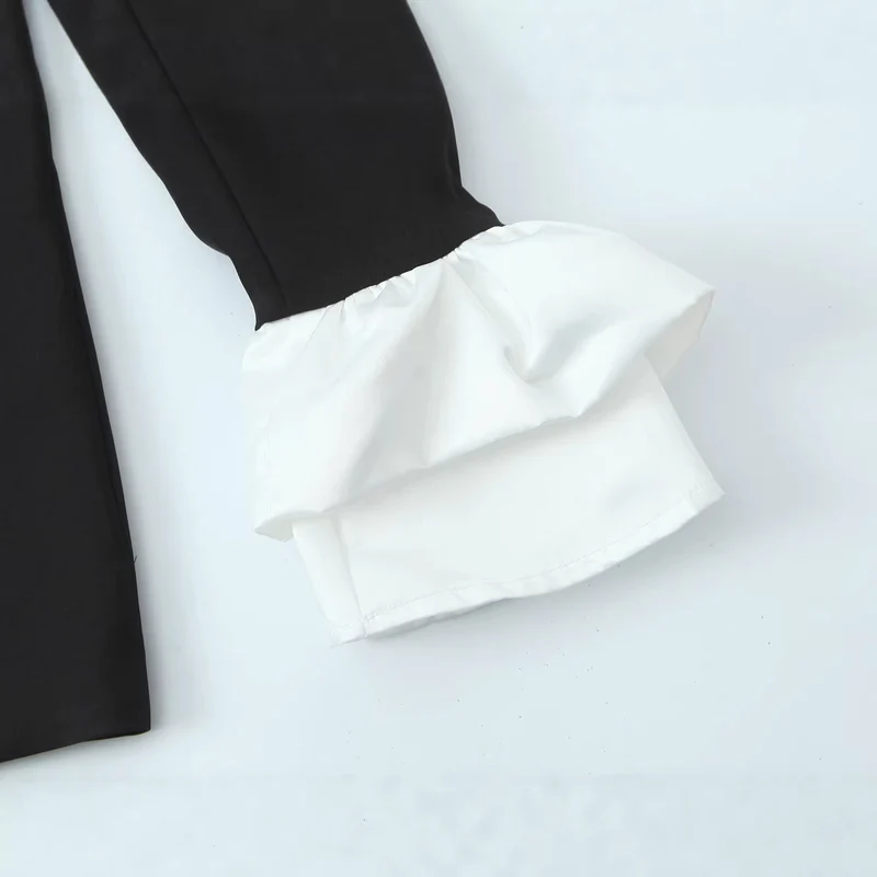 Damen Statement-Blazer mit kontrastierendem Schalkragen und Volantmanschetten Drune