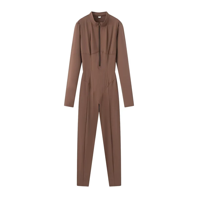 Damen Sportlicher Langarm-Unitard mit 1/2-Reißverschluss und körpernaher Passform Drune