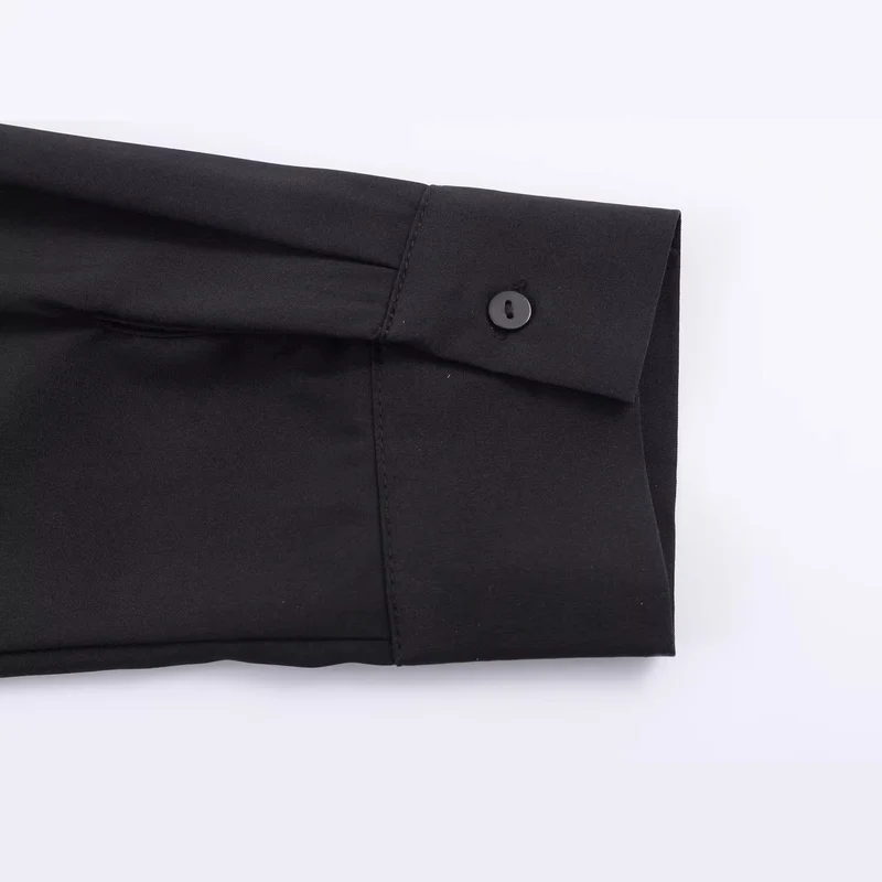 Damen Spitzenbluse mit floraler Spitze vorn, Satinärmeln und klassischem Hemdkragen Drune