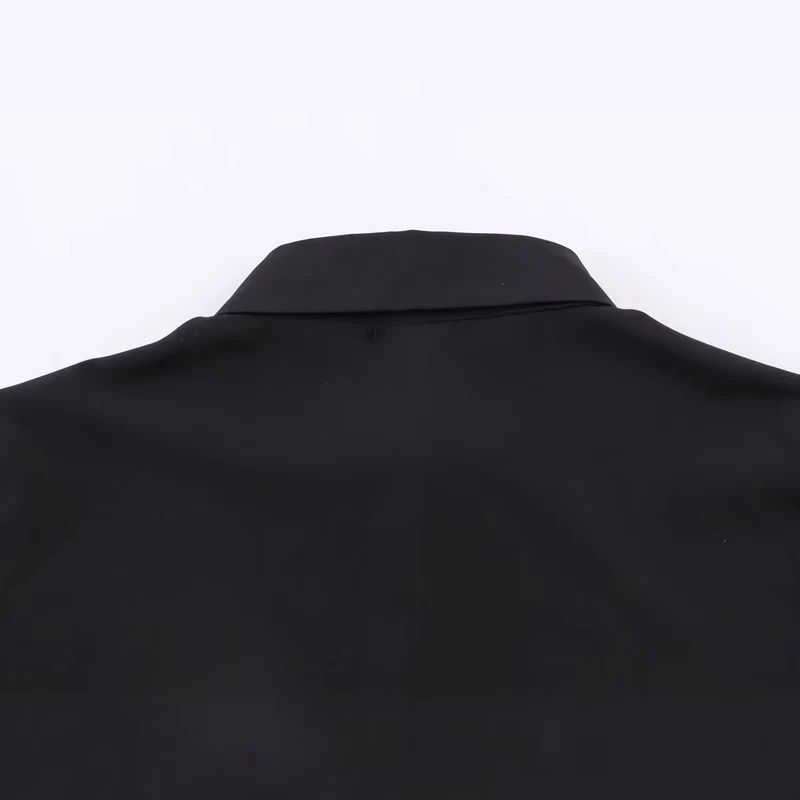Damen Spitzenbluse mit floraler Spitze vorn, Satinärmeln und klassischem Hemdkragen Drune