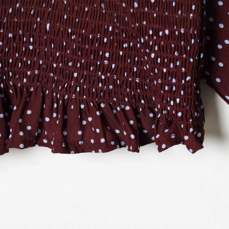 Damen Smock-Bluse mit elastischer Raffung und weiten Trompetenärmeln Drune