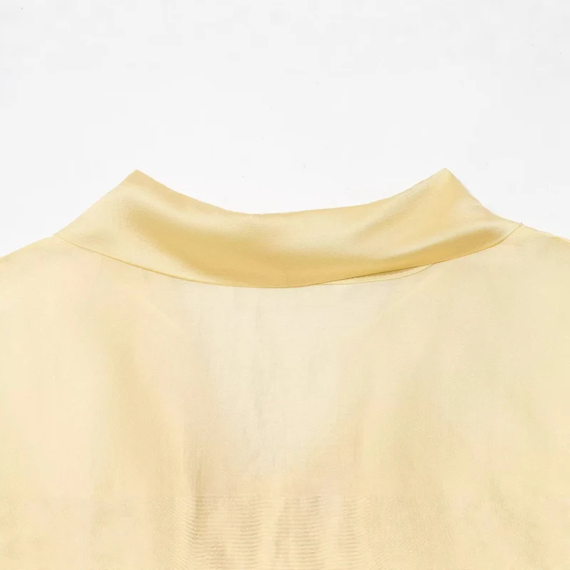 Damen Seidige Bluse mit Bindeschal und Ballonärmeln Drune