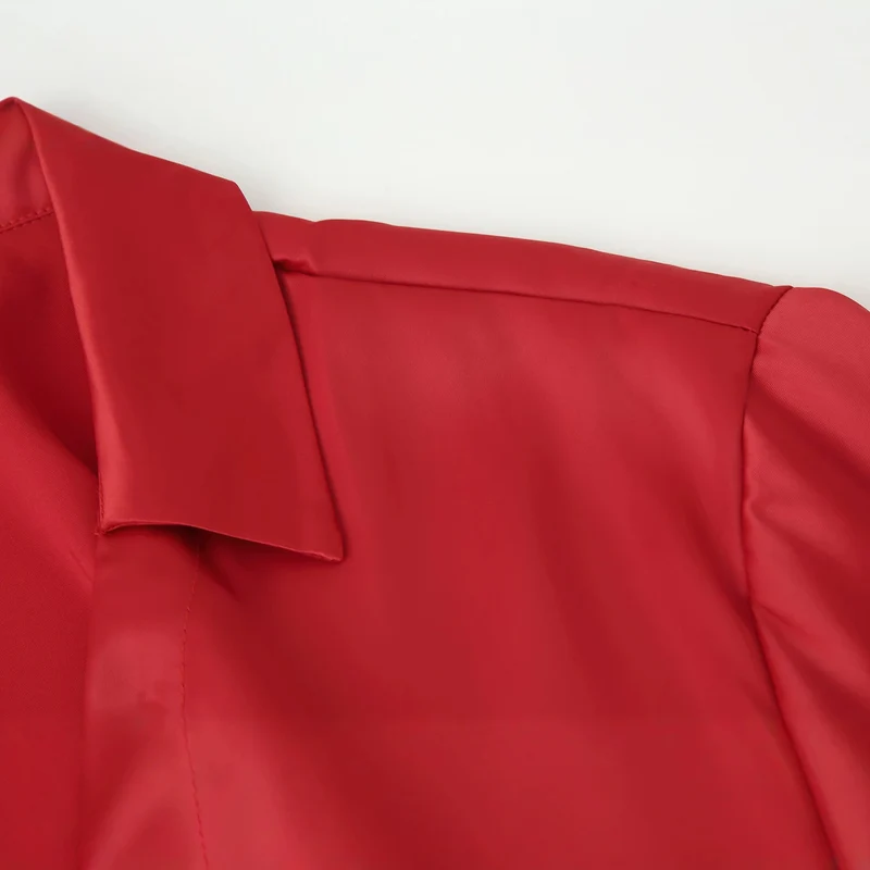 Damen Seidenglänzende Hemdbluse mit Bindegürtel und taillierendem Wickeldetail Drune