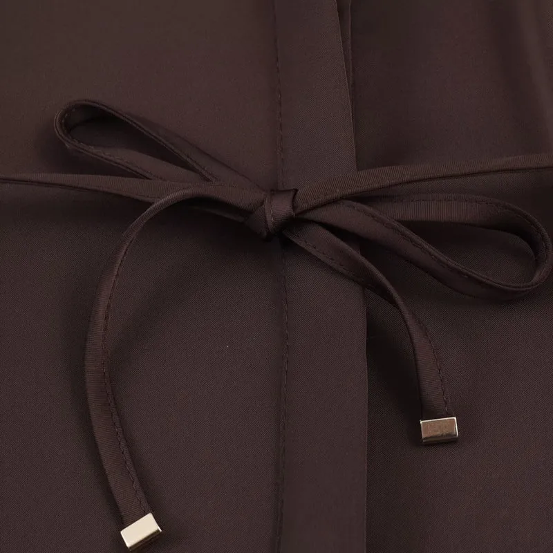 Damen Seidenähnliche Oversize-Hemdjacke mit Tunnelzugtaillierung und breiten Manschetten Drune