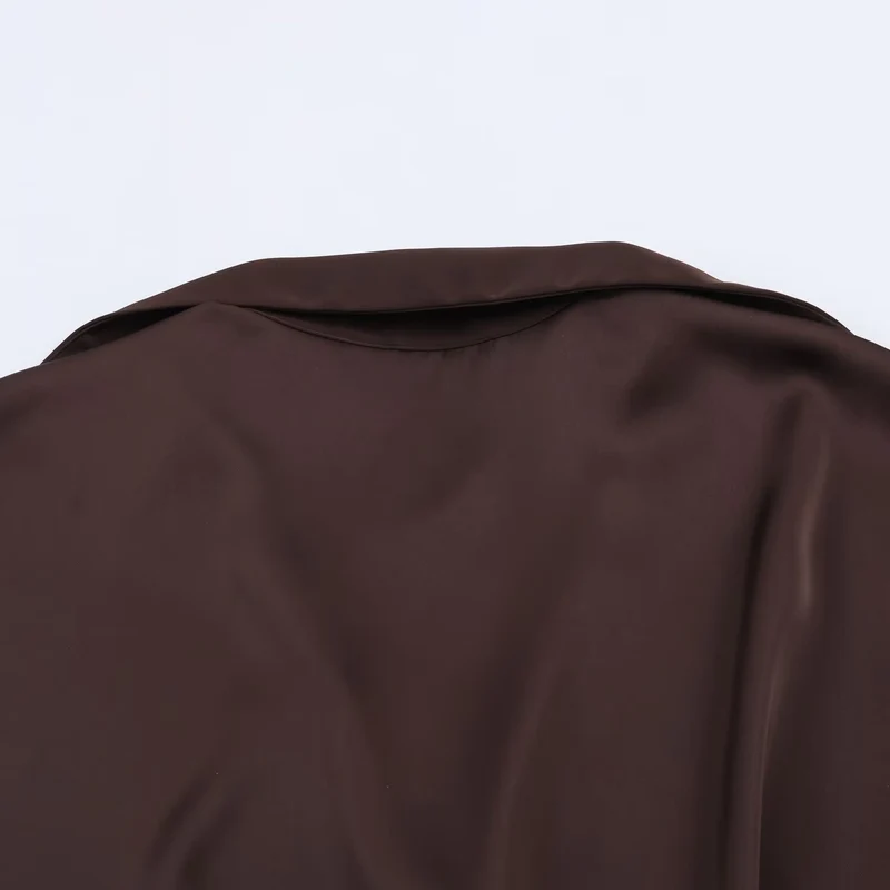 Damen Seidenähnliche Oversize-Hemdjacke mit Tunnelzugtaillierung und breiten Manschetten Drune