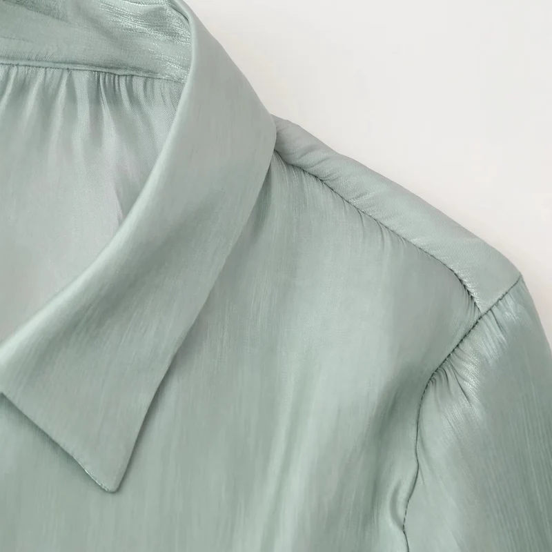 Damen Seidenähnliche Bluse mit Taillen-Zugband und verdeckter Knopfleiste Drune
