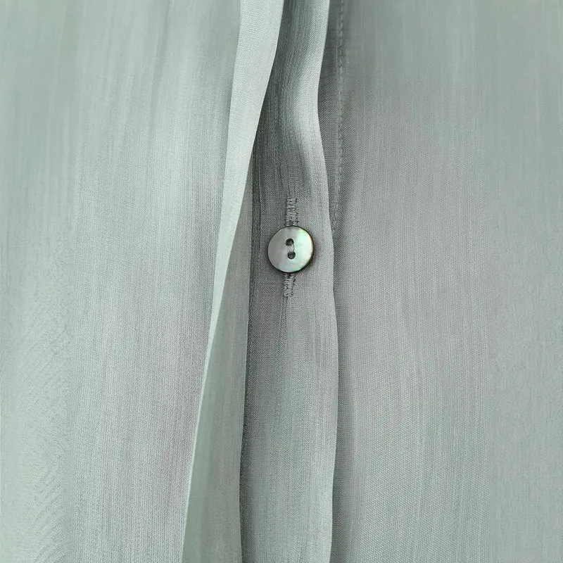 Damen Seidenähnliche Bluse mit Taillen-Zugband und verdeckter Knopfleiste Drune