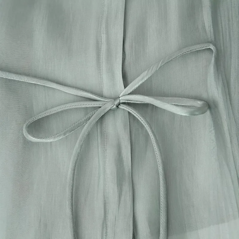 Damen Seidenähnliche Bluse mit Taillen-Zugband und verdeckter Knopfleiste Drune