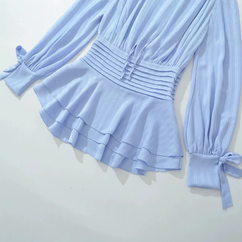 Damen Schulterfreies Off-Shoulder-Blusen- und Plissee-Minirock-Set aus Leichtstoff Drune