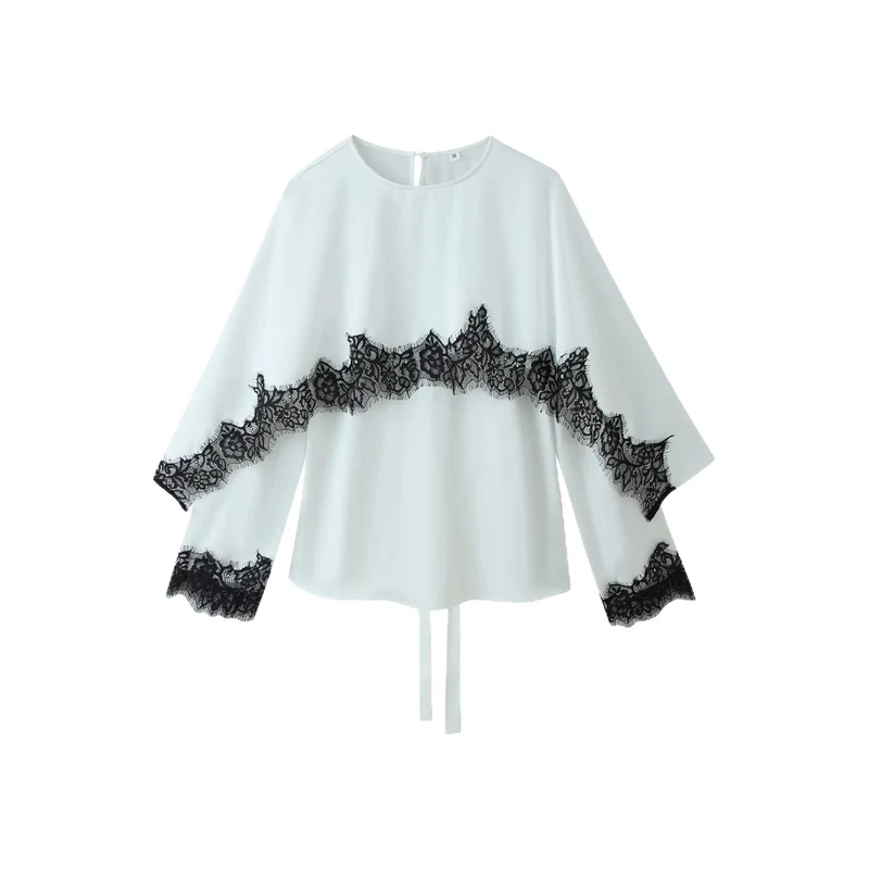 Damen Schultercape mit floraler Spitzenkante und weitem Fall Drune