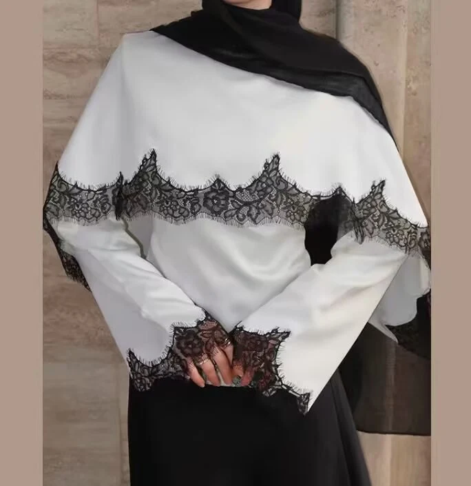 Damen Schultercape mit floraler Spitzenkante und weitem Fall Drune