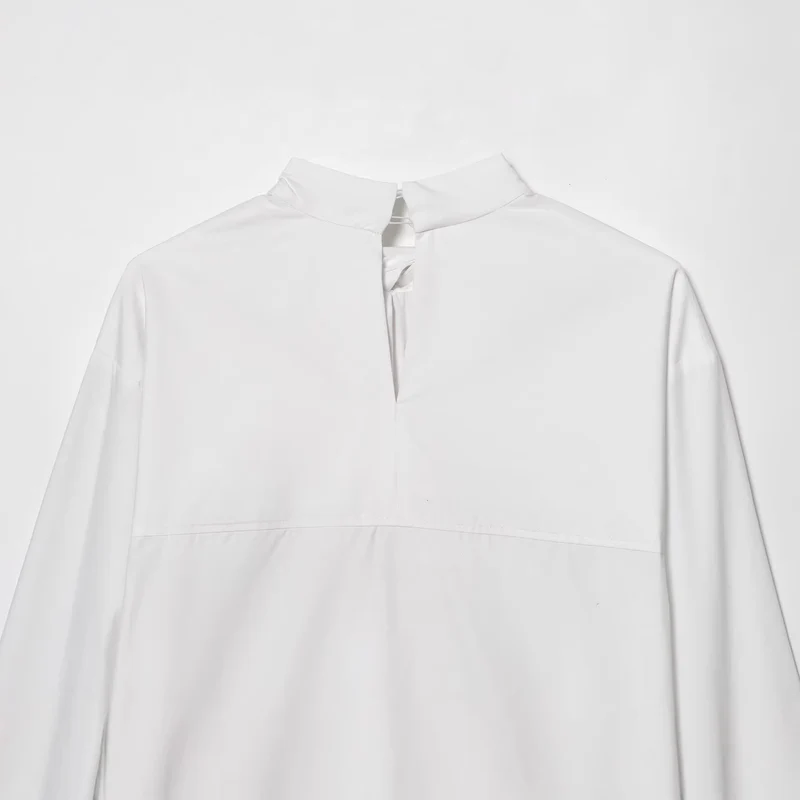 Damen Schluppenbluse mit weitem Oversize‑Schnitt und asymmetrischem Bindeschal Drune