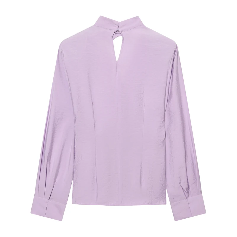 Damen Schlupfbluse mit gebundener Schluppe und tiefem V‑Ausschnitt Drune