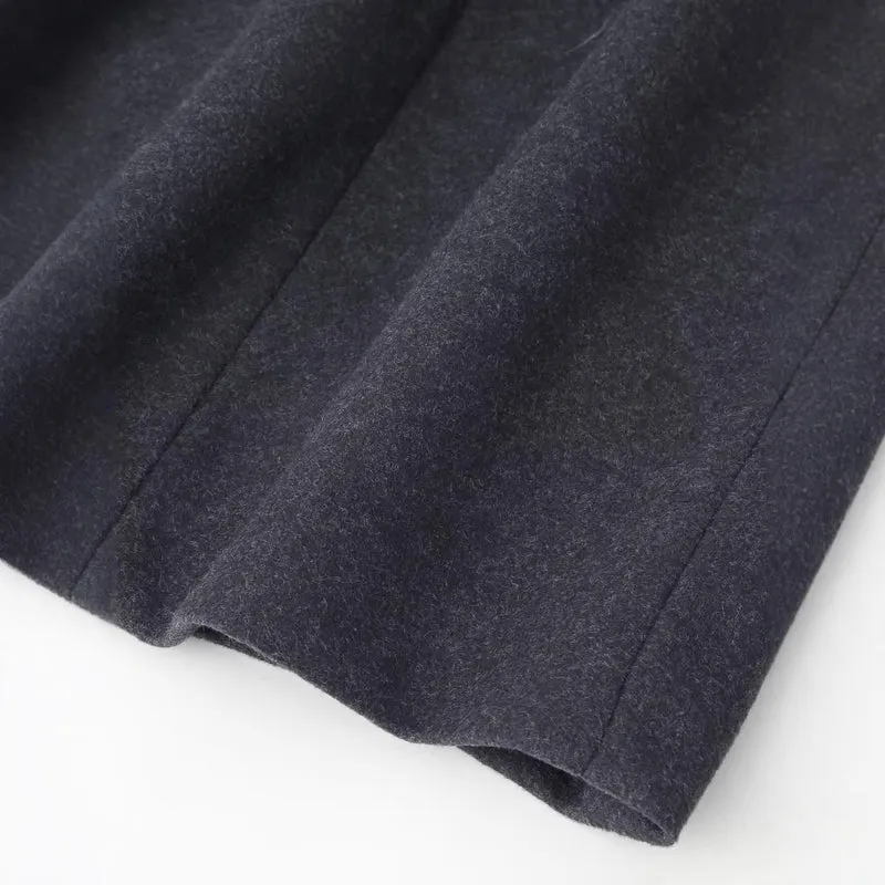 Damen Schlichter Midi-Mantel aus Wollmix mit V‑Kragen, Taillierungsnähten und seitlichen Eingrifftaschen Drune
