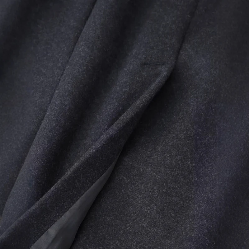 Damen Schlichter Midi-Mantel aus Wollmix mit V‑Kragen, Taillierungsnähten und seitlichen Eingrifftaschen Drune