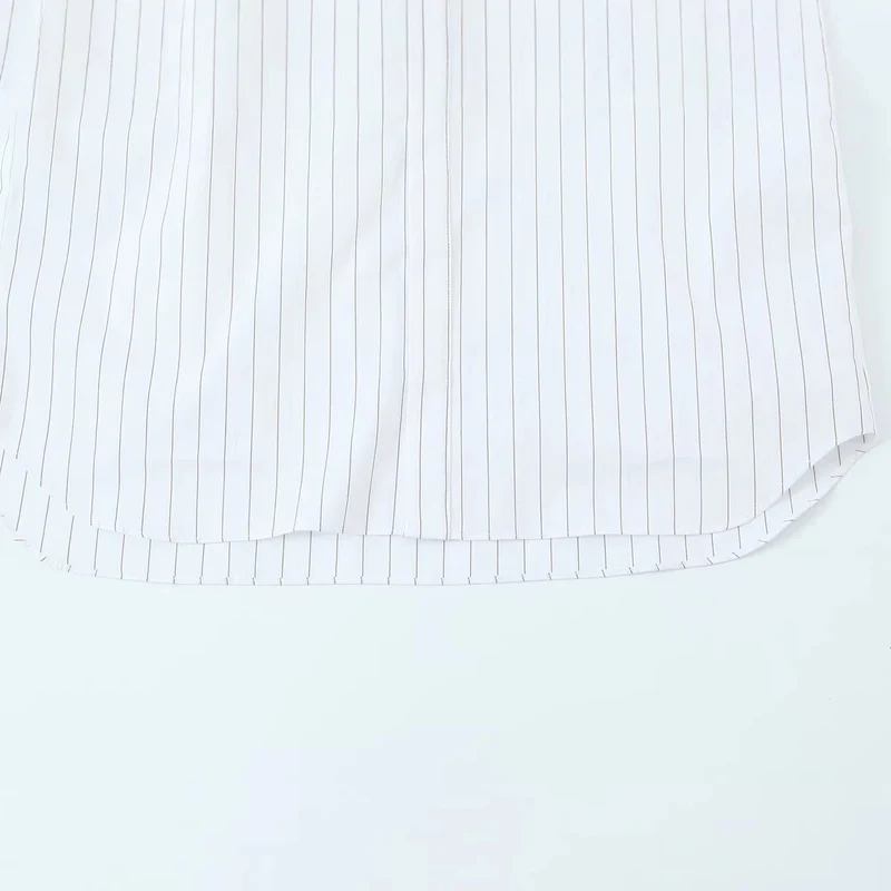 Damen Schleifenkragenbluse mit feinem Nadelstreifen und lockerer Silhouette Drune