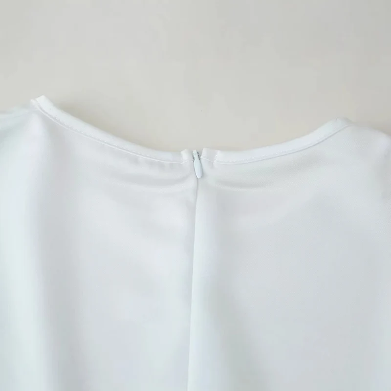 Damen Satinbluse mit Spitzenbesatz, Scallop-Saum und weitem Ärmel Drune