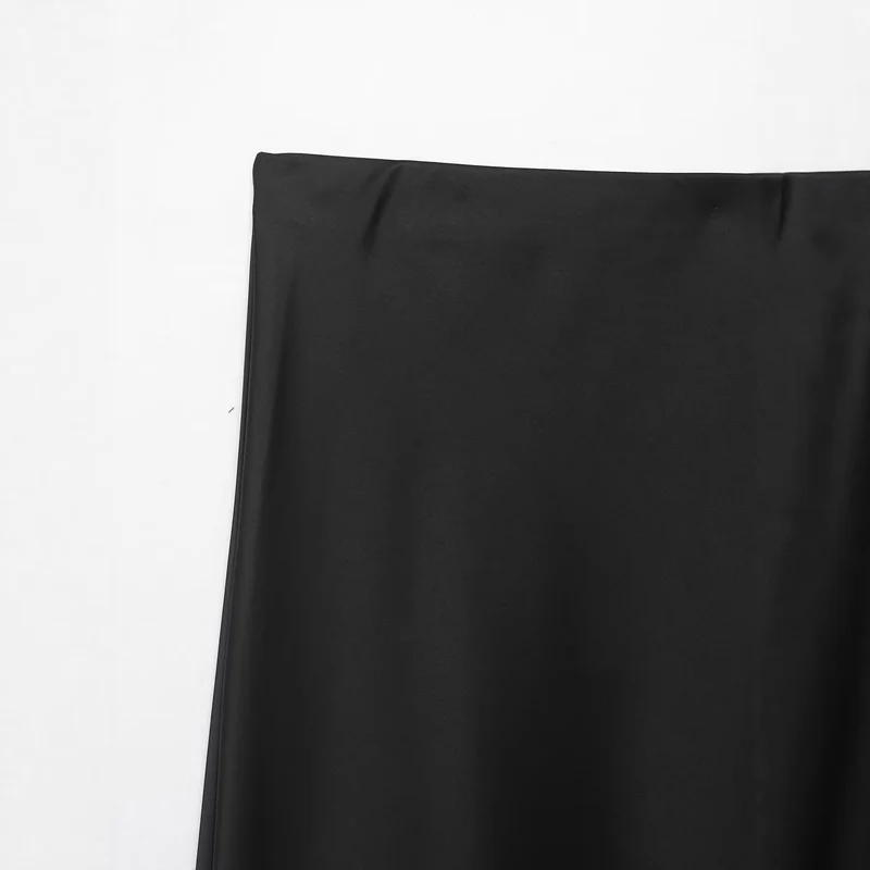 Damen Satin-Midirock mit ausgestellter A‑Linie und Spitzenbesatz Drune