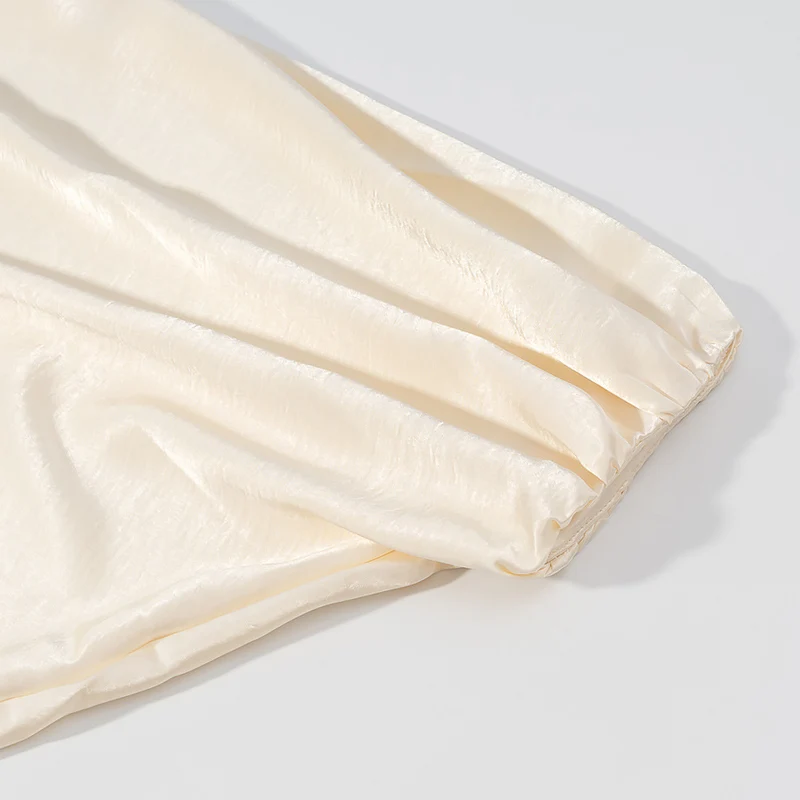 Damen Satin-Cape-Bluse mit Reißverschluss, Ballonärmeln und gerafftem Saum Drune