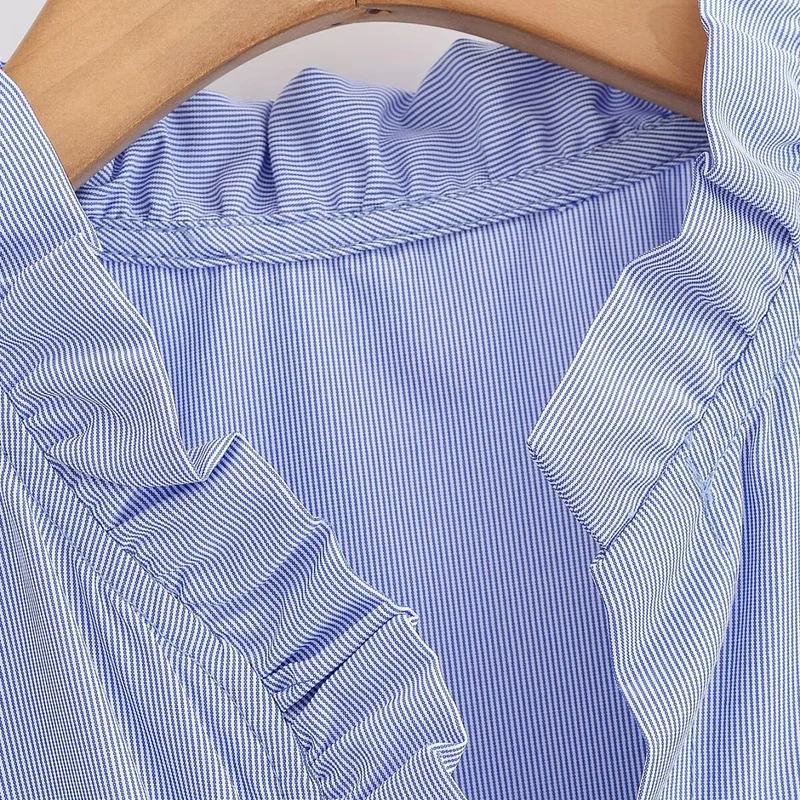 Damen Rüschenbluse mit V-Ausschnitt und Ballonärmeln Drune