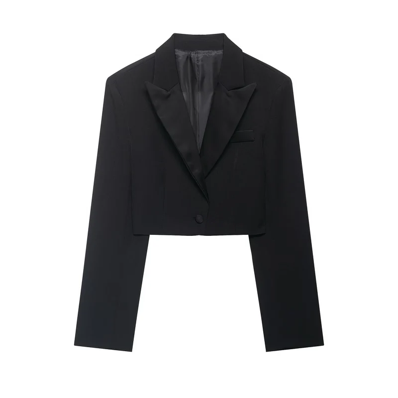 Damen Zweiteiliges Cropped-Blazer- und Maxirock-Set mit hoher Taille und hohem Beinschlitz Drune