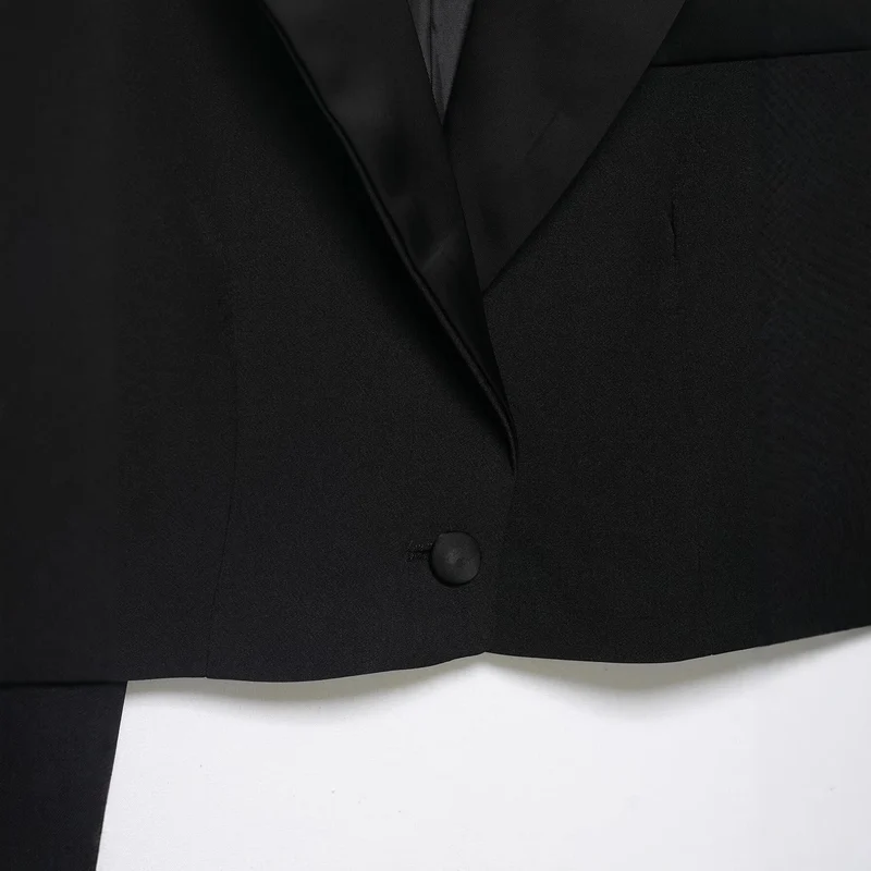 Damen Zweiteiliges Cropped-Blazer- und Maxirock-Set mit hoher Taille und hohem Beinschlitz Drune
