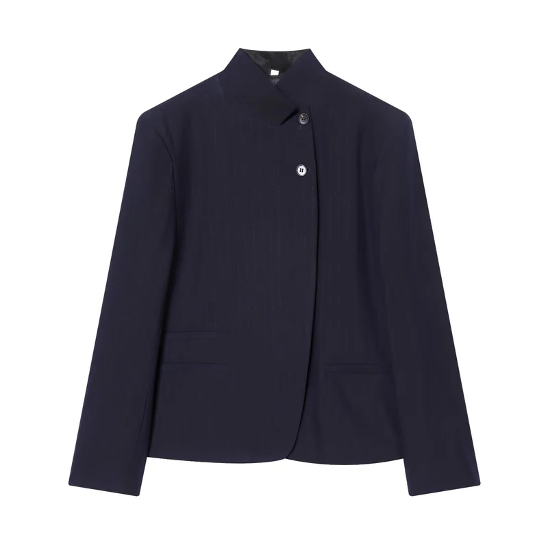 Damen Zweiteiliges Anzug-Set mit asymmetrischem Stehkragen-Blazer und weiter Palazzohose Drune