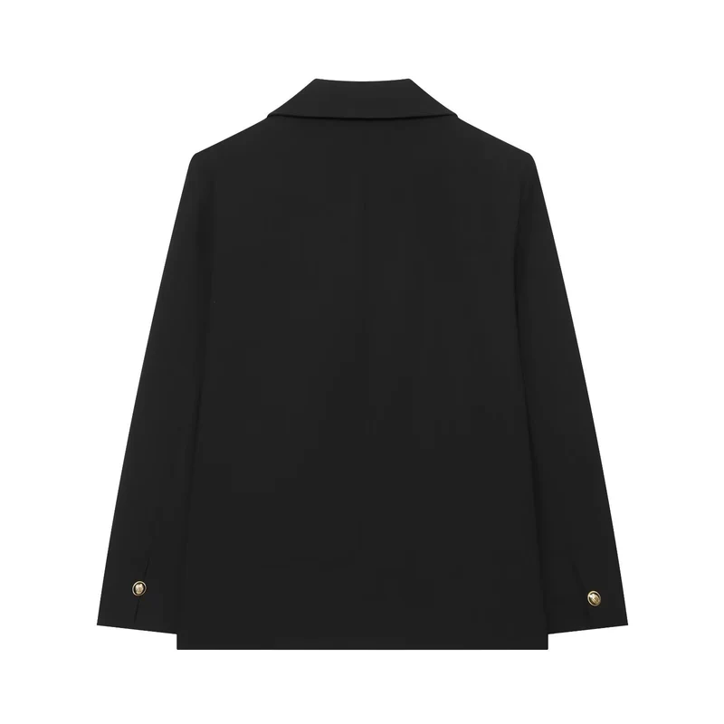 Damen Zweireihiger Oversize‑Blazer mit goldenen Zierknöpfen Drune
