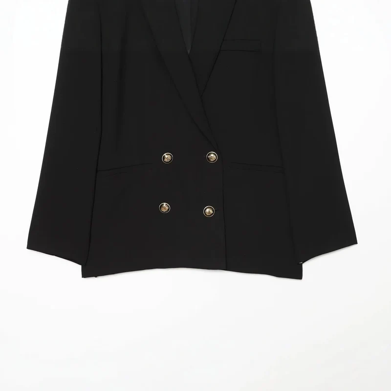 Damen Zweireihiger Oversize‑Blazer mit goldenen Zierknöpfen Drune
