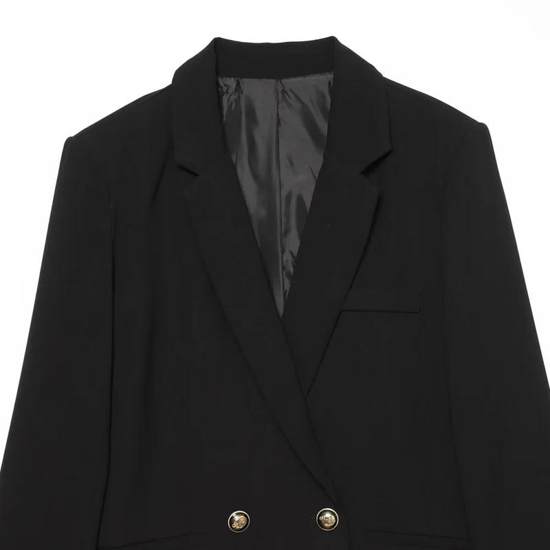 Damen Zweireihiger Oversize‑Blazer mit goldenen Zierknöpfen Drune
