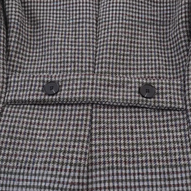 Damen Zweireihiger Hahnentritt-Longblazer mit Schwalbenschwanz-Saum Drune