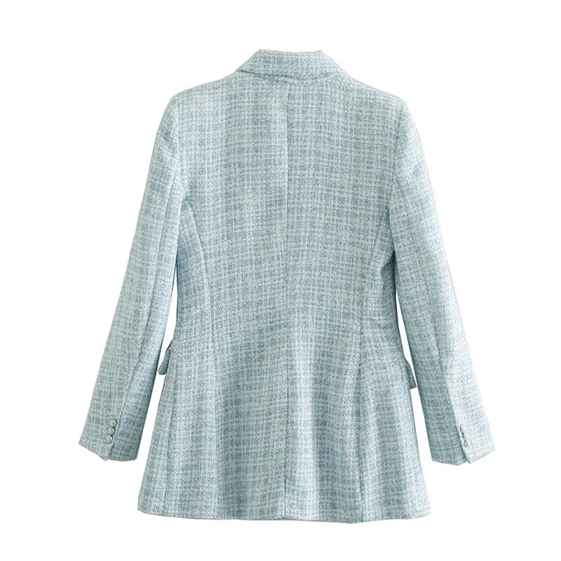 Damen Zweireihiger Bouclé-Blazer mit taillierter Silhouette und Pattentaschen Drune