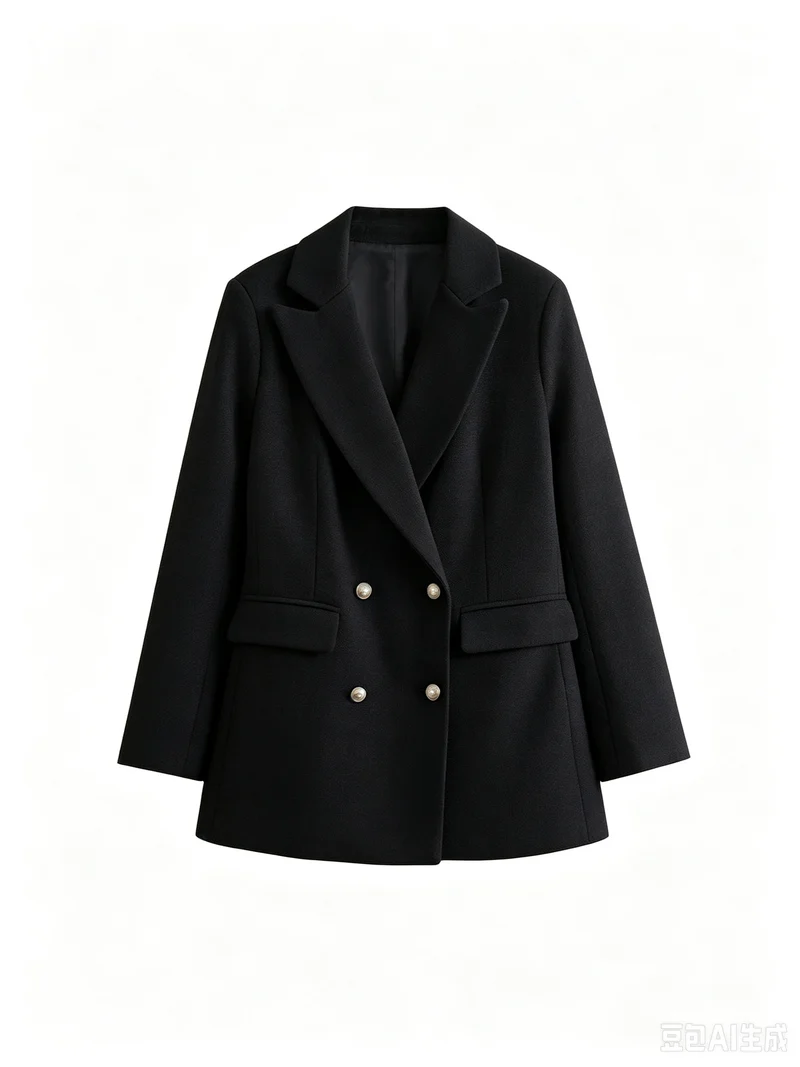 Damen Zweireihiger Bouclé-Blazer mit taillierter Silhouette und Pattentaschen Drune