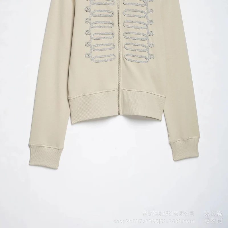 Damen Zip‑Jacke im Military‑Inspirierten Look mit Stehkragen und Zierpaspel Drune