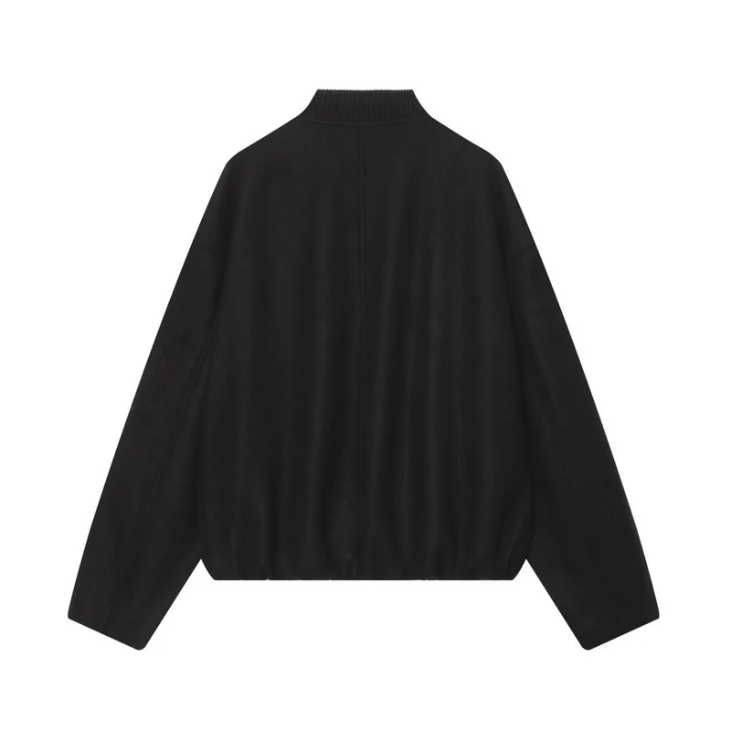 Damen Wollmix‑Bomberjacke im Oversized‑Boxy‑Schnitt mit Reißverschluss und Ärmeltasche Drune