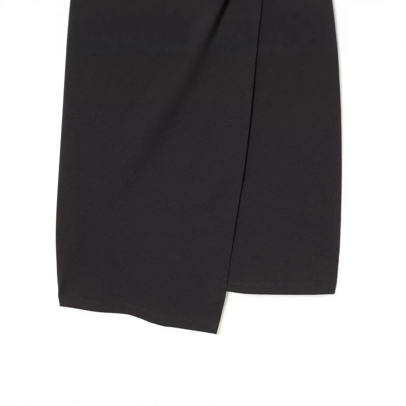 Damen Wickelkleid mit Drapierung, seitlicher Zierknopfleiste und V-Ausschnitt Drune