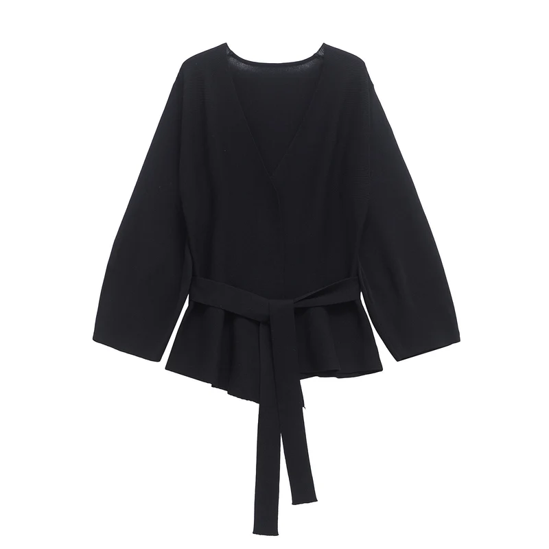 Damen Wickeljacke mit Taillengürtel und Volant-Saum Drune
